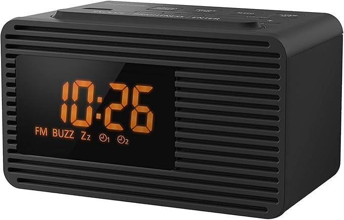 Panasonic Portable Dual Alarm Clock Radio (RC-800GN-K) – Black – AM/FM Presets, Dual Alarm – Ex-Display