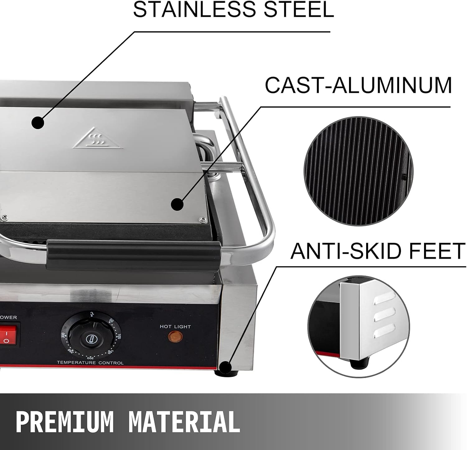 Commercial Double Electric Griddle Multigrill Toaster: Waffle Maker, Sandwich Press, and BBQ