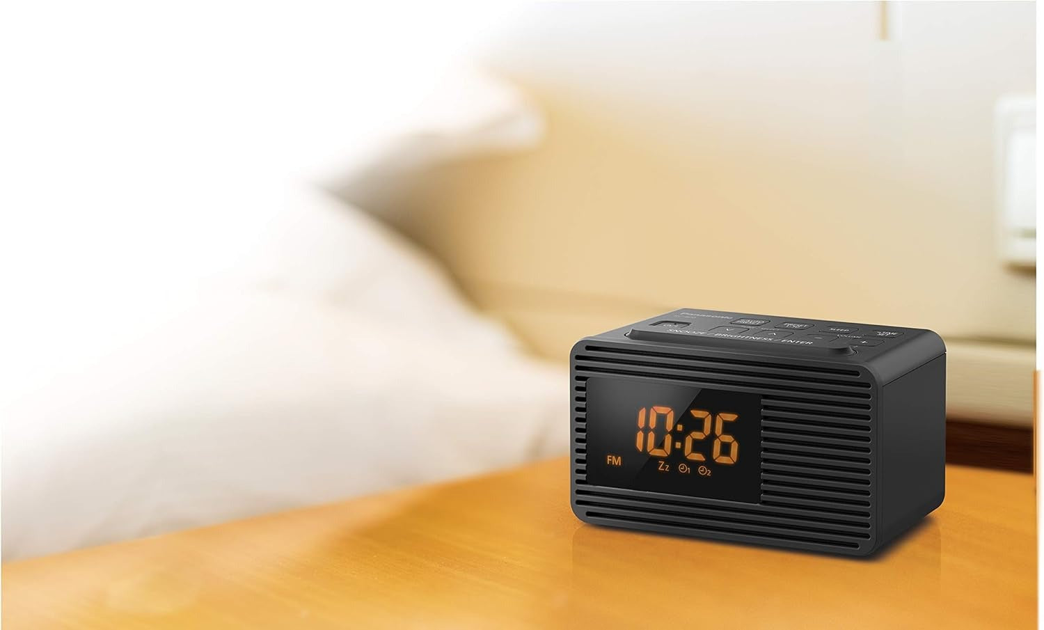Panasonic Portable Dual Alarm Clock Radio (RC-800GN-K) – Black – AM/FM Presets, Dual Alarm – Ex-Display