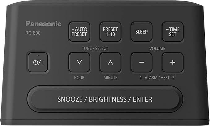 Panasonic Portable Dual Alarm Clock Radio (RC-800GN-K) – Black – AM/FM Presets, Dual Alarm – Ex-Display