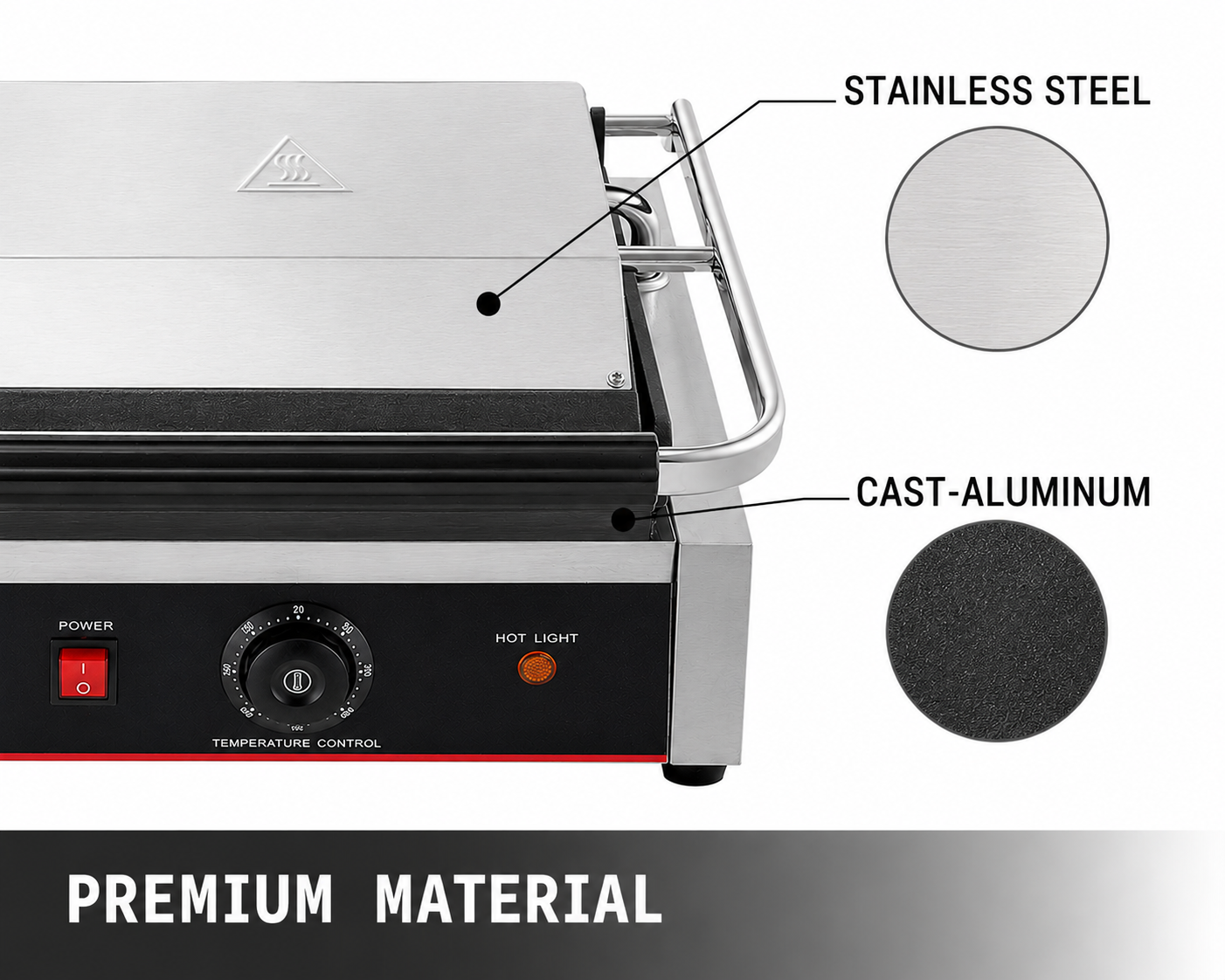 Commercial Double Electric Flat Plate Griddle Grill 3600W | Dual Zone Sandwich Press & BBQ | 2 x 10A Australian Plugs