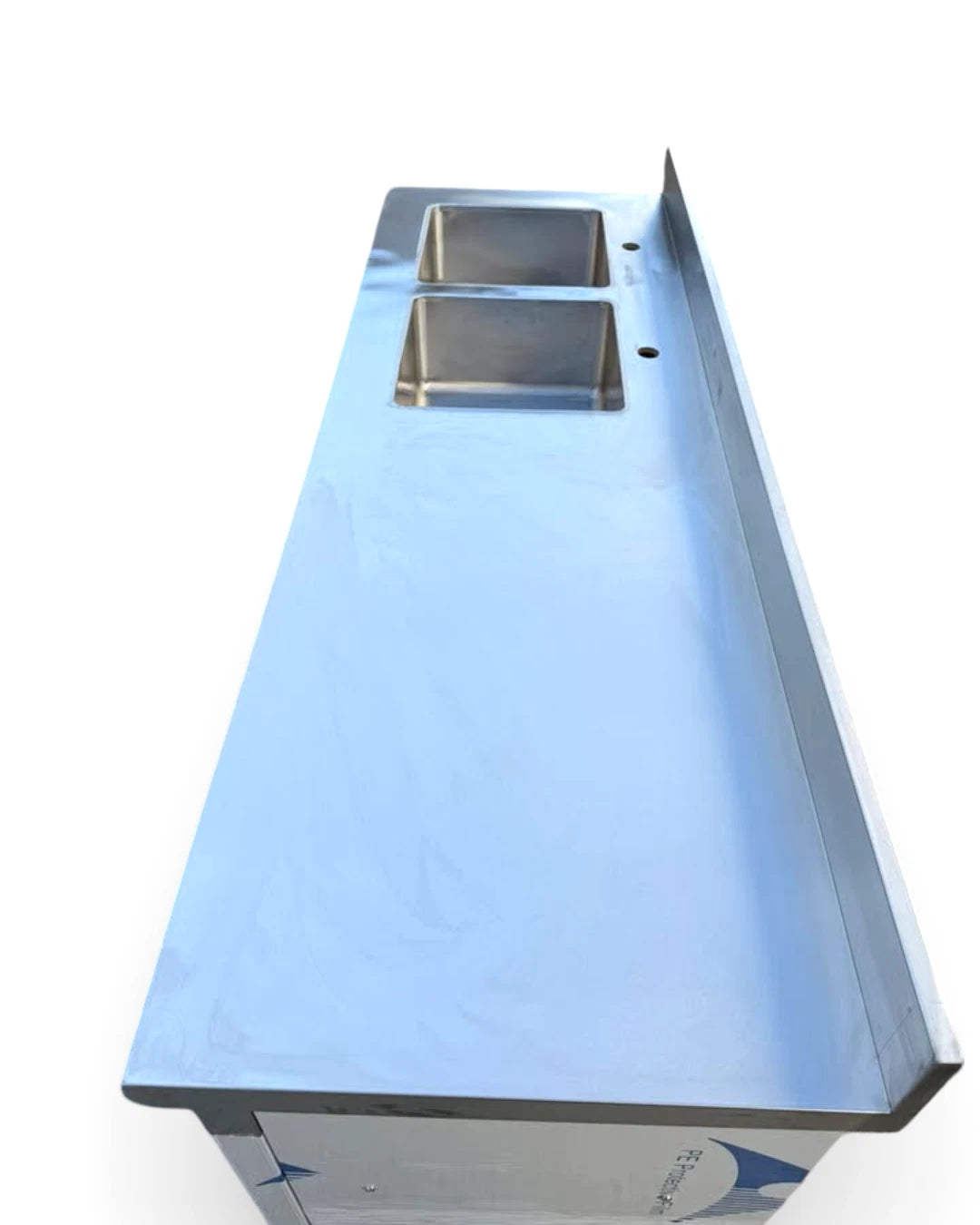 180cm Stainless Steel Table Heavy Duty Bench(2 Sinks,Storage Shelf & slide door)