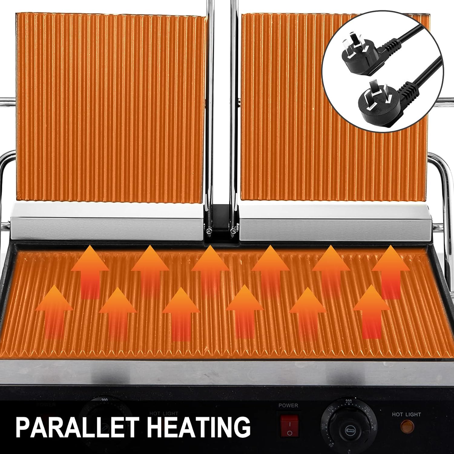 Commercial Double Electric Griddle Multigrill Toaster: Waffle Maker, Sandwich Press, and BBQ