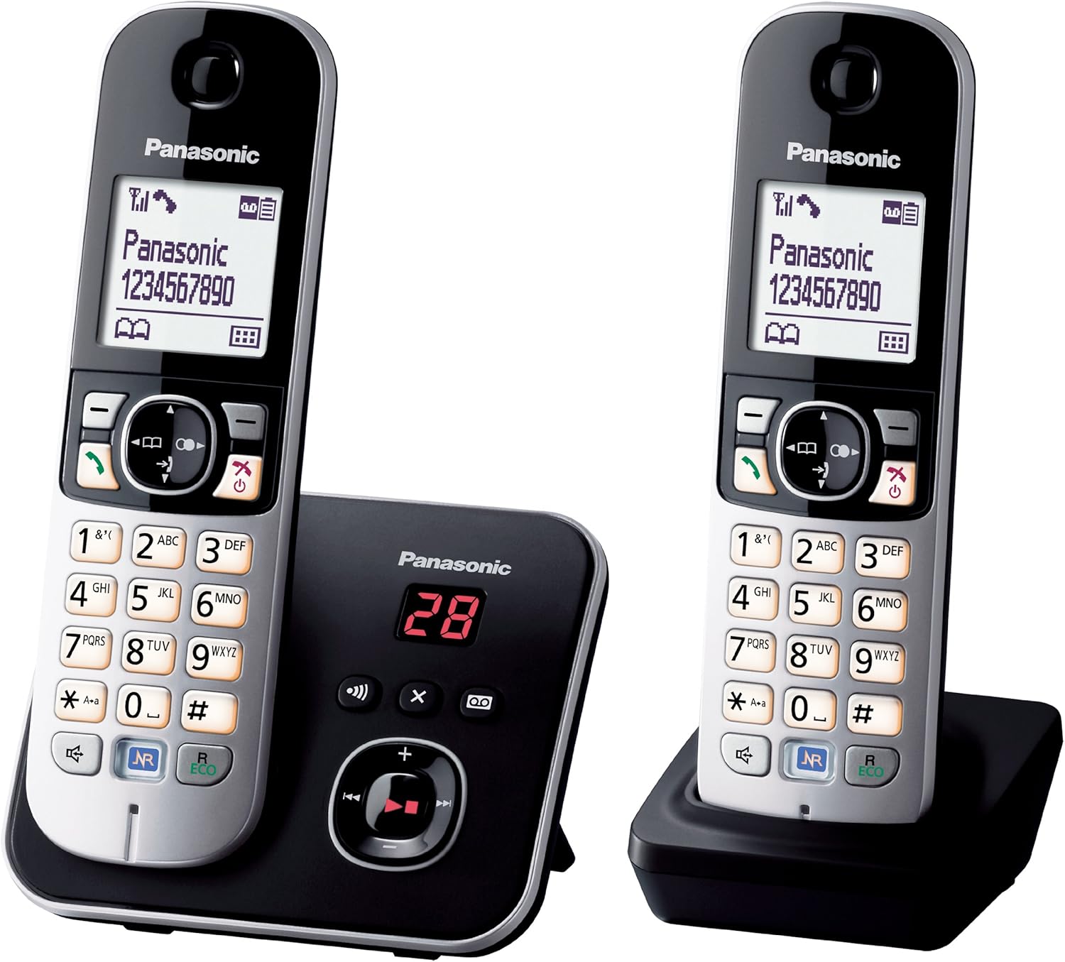 Panasonic KX-TG6822 – Cordless Phone with Advanced Answering Machine – 2 Handsets – Ex-Display – Black