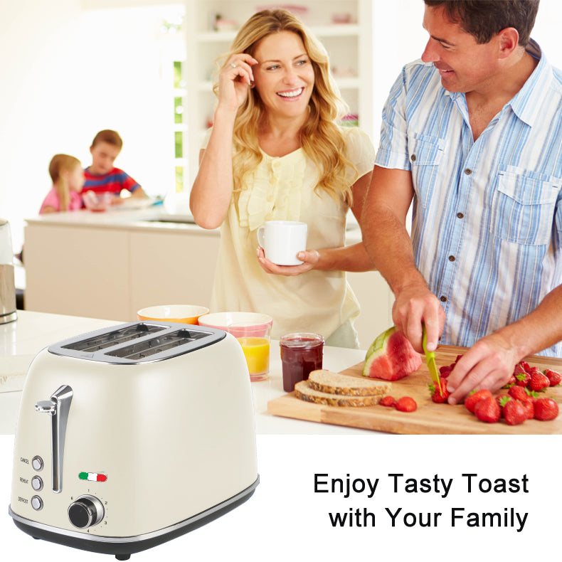 Vintage Electric Kettle and 2 Slice Toaster SET Combo Deal Stainless Steel Cream