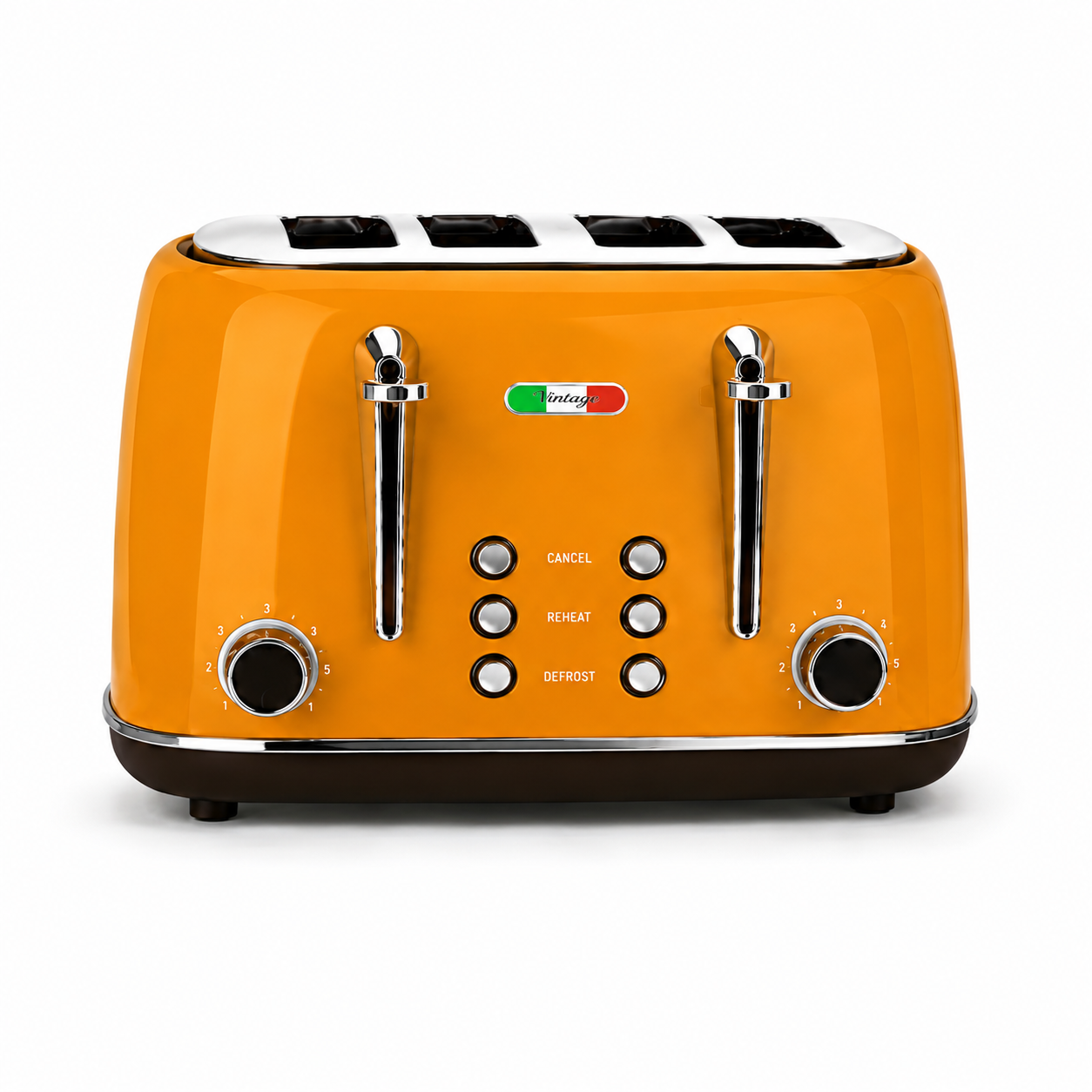 Vintage Mango Orange Electric Kettle and 4-Slice Toaster Combo Set - Stainless Steel, Glossy Finish, Auto Shut-Off & Variable Browning Control