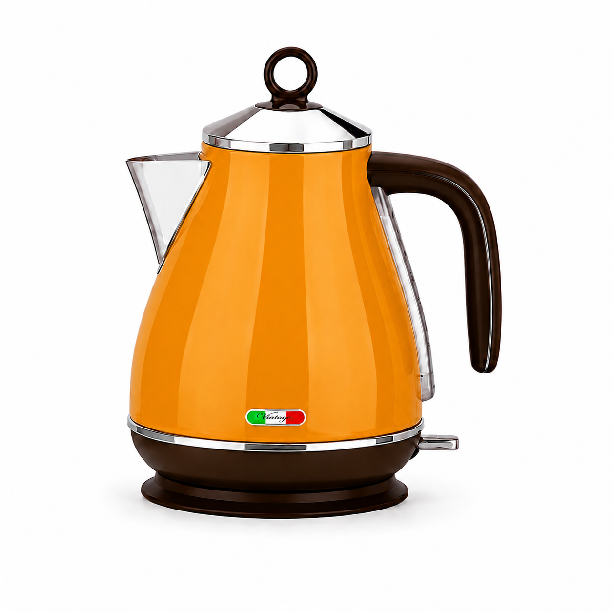 Vintage Mango Orange Electric Kettle and 4-Slice Toaster Combo Set - Stainless Steel, Glossy Finish, Auto Shut-Off & Variable Browning Control