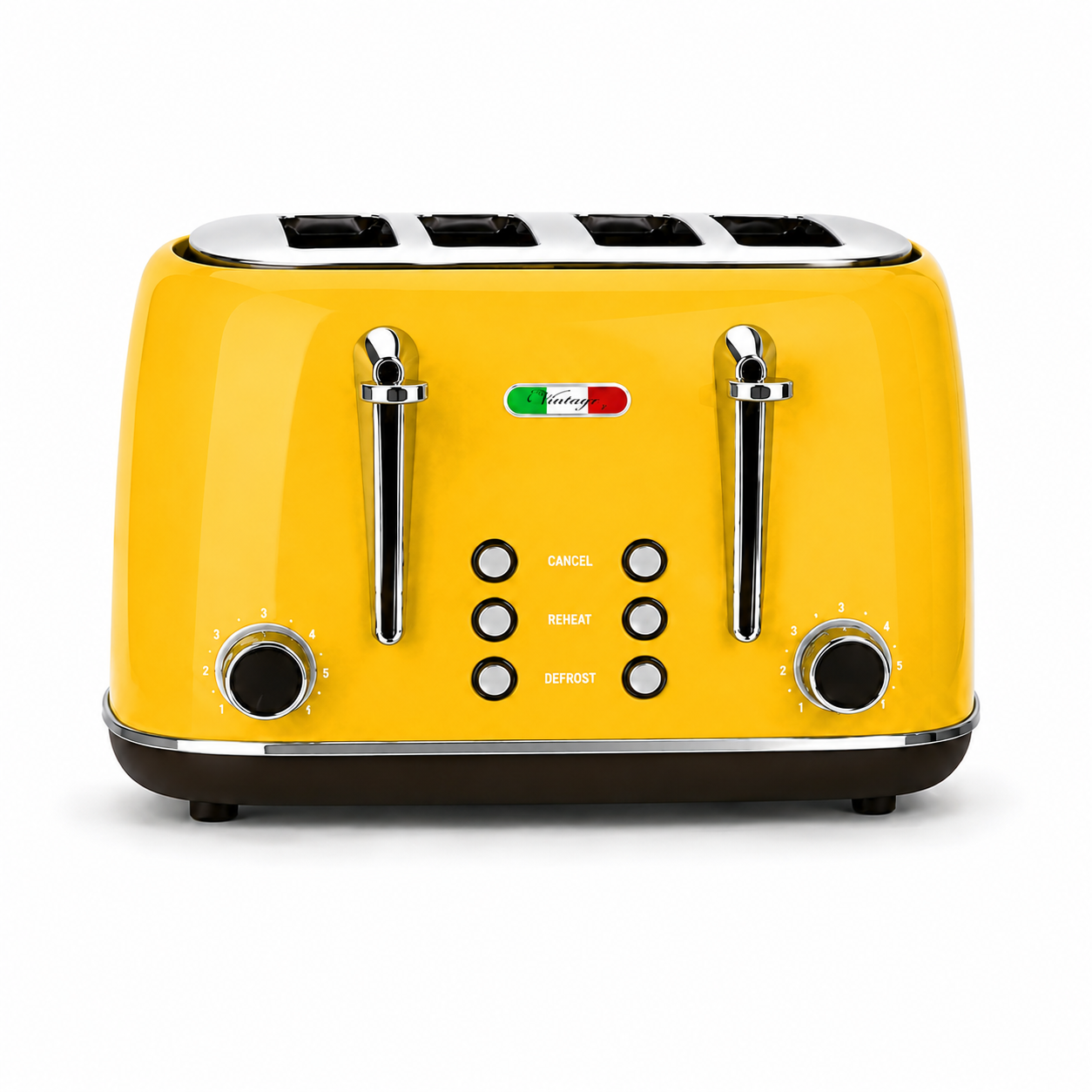 Vintage Yellow Electric Kettle and 4-Slice Toaster Combo Set - Stainless Steel, Glossy Finish, Auto Shut-Off & Variable Browning Control