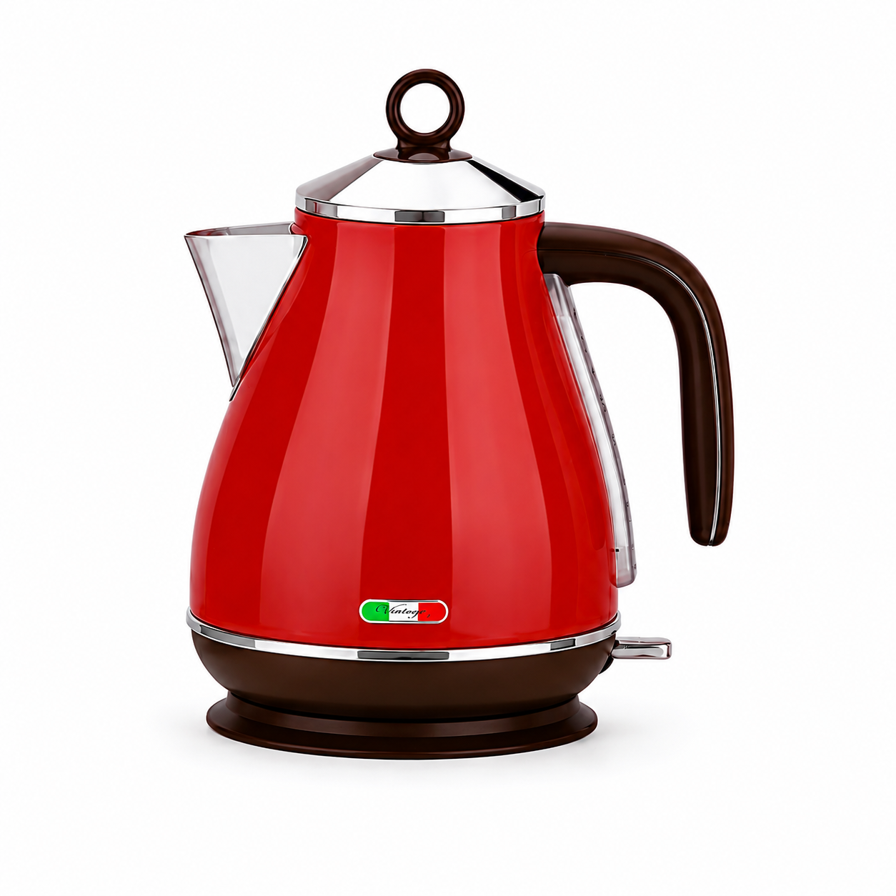 Vintage Red Electric Kettle and 4-Slice Toaster Combo Set - Stainless Steel, Glossy Finish, Auto Shut-Off & Variable Browning Control