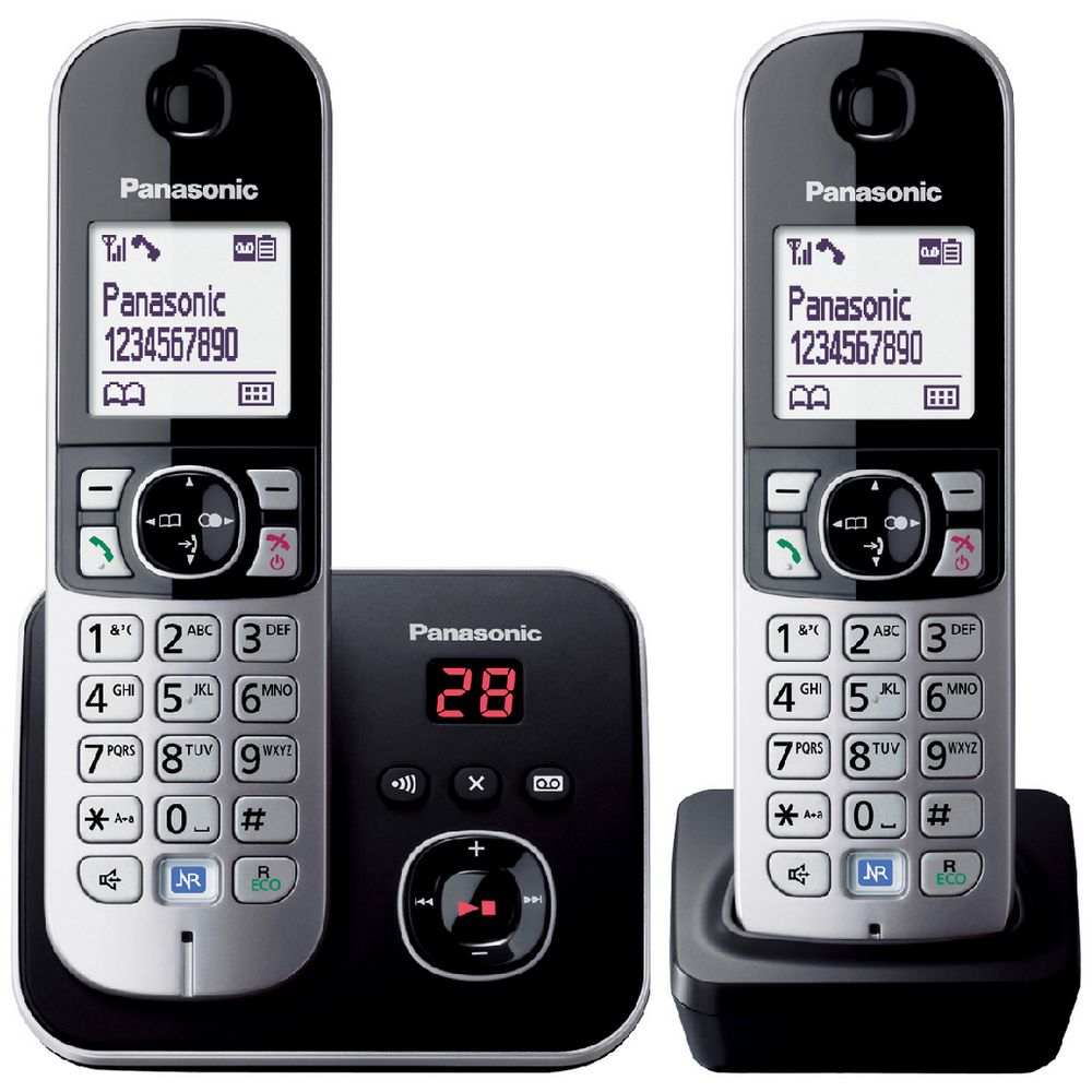Panasonic KX-TG6822 – Cordless Phone with Advanced Answering Machine – 2 Handsets – Ex-Display – Black