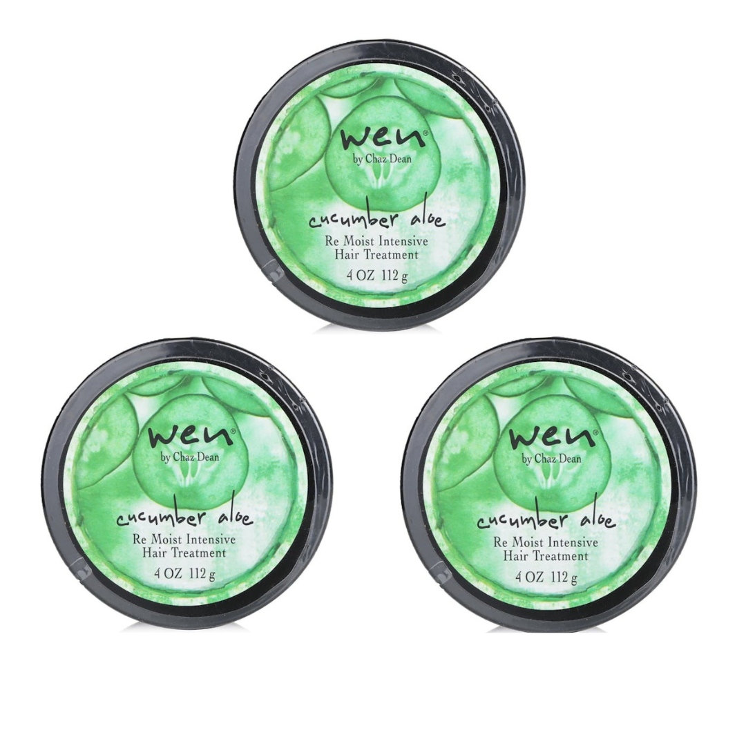 3x Wen by Chaz Dean Cucumber Aloe Re-Moist Intensive Hair Treatment 112g/4oz – Deep Conditioning Hair Mask for Dry, Damaged, Colour-Treated Hair, Hydrating & Restorative