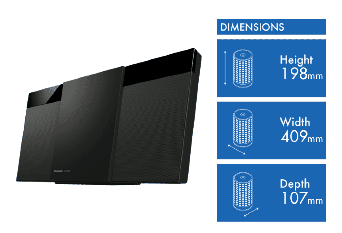Panasonic Micro Stereo System with DAB+ Digital Radio and Bluetooth SC-HC302GN-K -( EX-DISPLAY)
