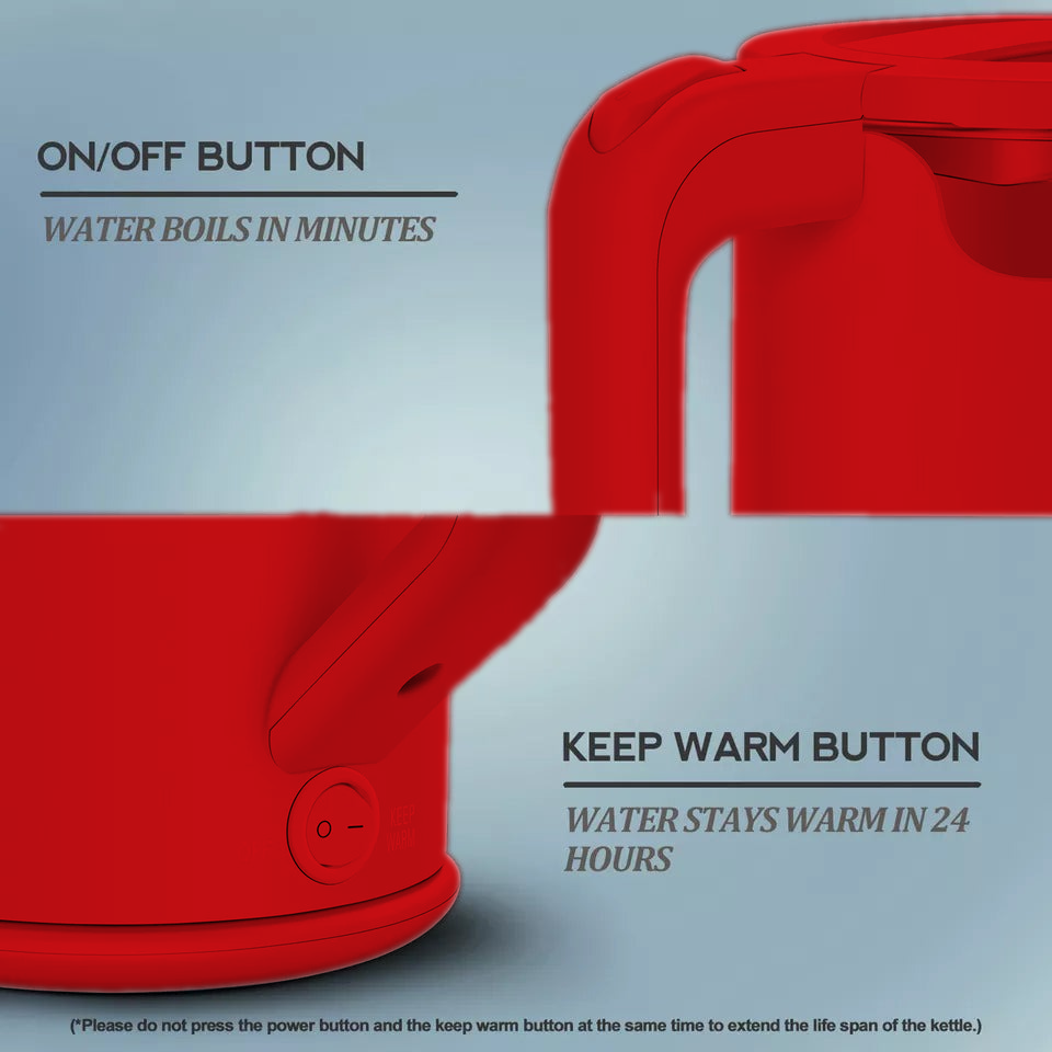 Vintage 1.7L Glass Electric Kettle with LED Light, Keep Warm & Boil-Dry Protection - Red