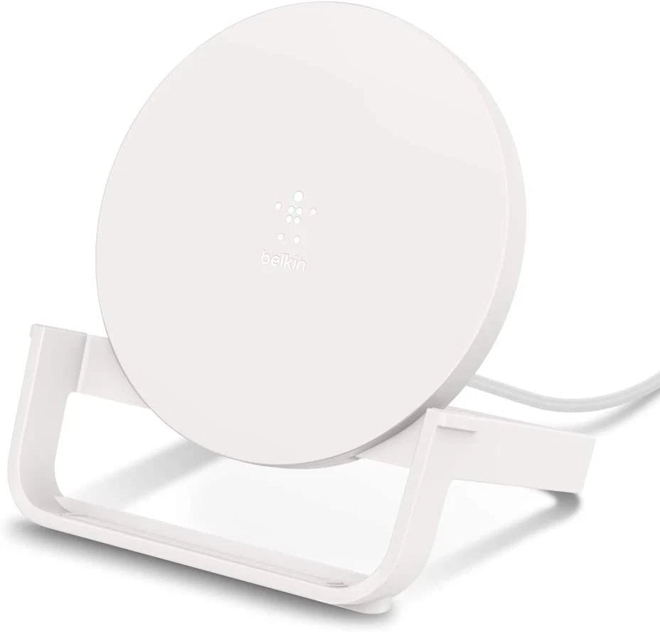 Belkin Wireless Charging Stand 10W – Qi-Compatible Fast Charger for iPhone Samsung Galaxy - White