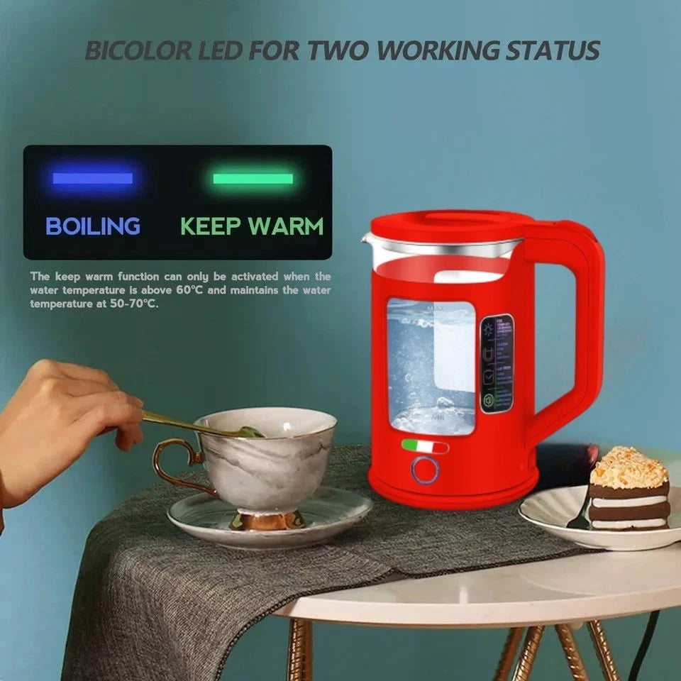 Vintage 4 Slice Toaster and 1.7L Glass Kettle Set - Red Modern Design - LED, Browning Control, Keep Warm - Chrome Trim - Stylish Kitchen Combo