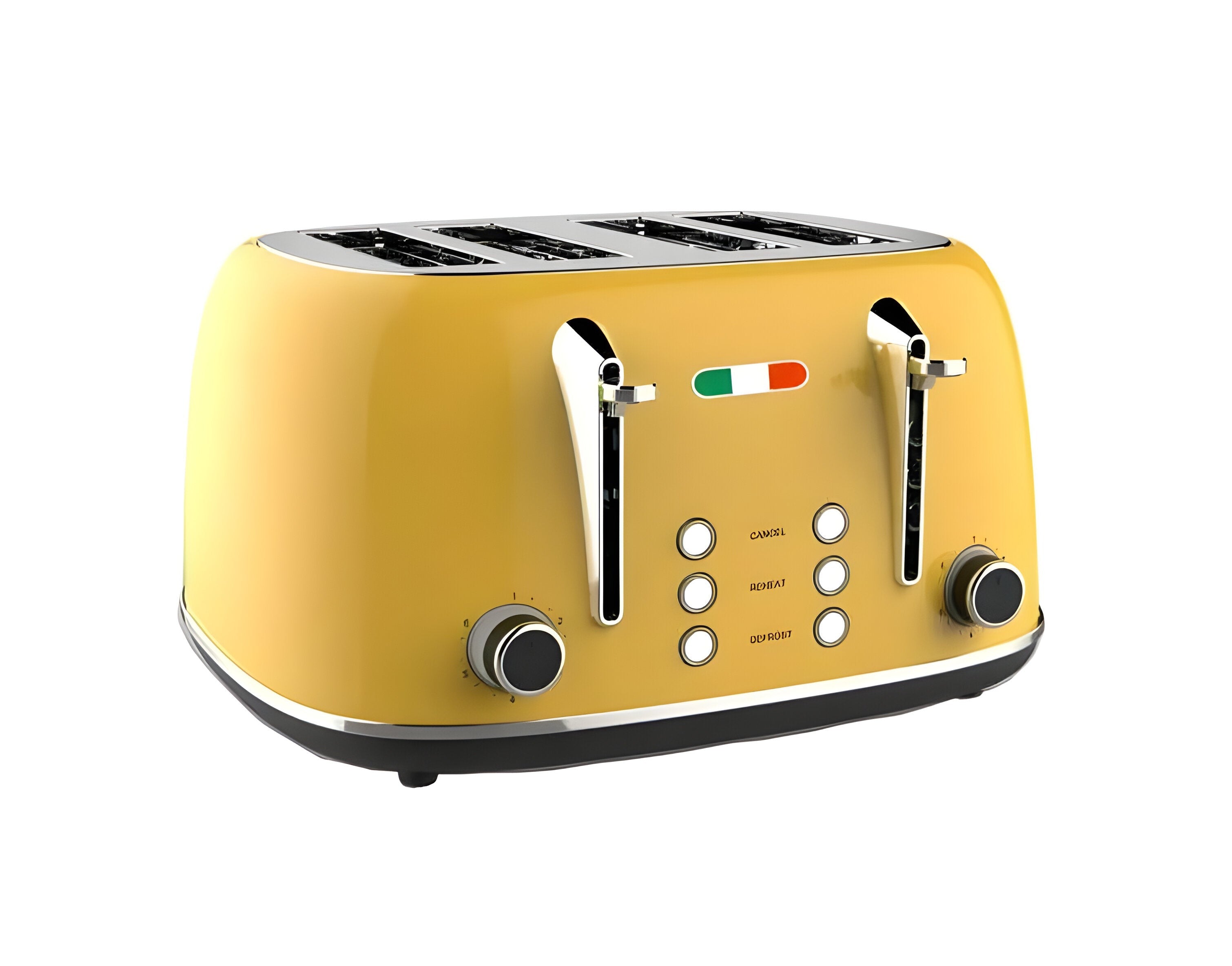 Vintage 4 Slice Toaster and 1.7L Glass Kettle Set - Yellow Modern Design - LED, Browning Control, Keep Warm - Chrome Trim - Stylish Kitchen Combo