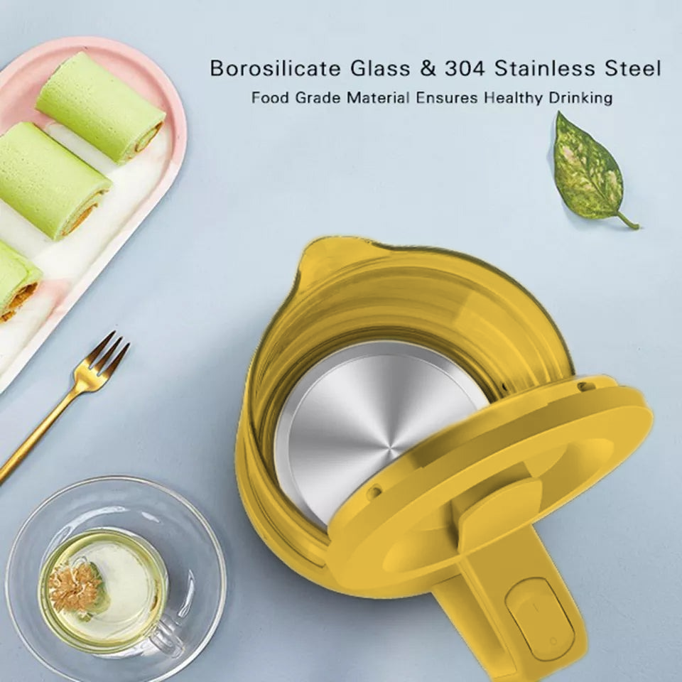 Vintage 2 Slice Toaster and 1.7L Glass Kettle Set - Yellow Modern Design - LED, Browning Control, Keep Warm - Chrome Trim - Stylish Kitchen Combo