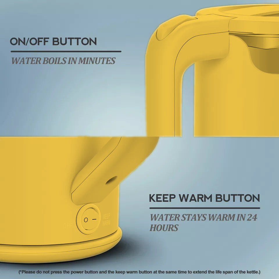 Vintage 1.7L Glass Electric Kettle with LED Light, Keep Warm & Boil-Dry Protection - Yellow