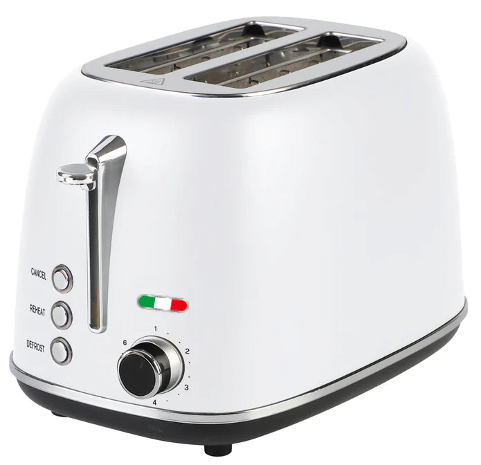 Vintage Electric 1.7L Glass Kettle and 2 Slice Toaster Combo Stainless Steel White