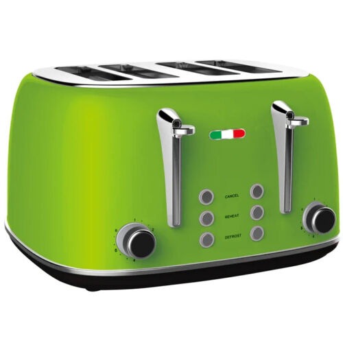 Vintage Electric 4 Slice Toaster LIME GREEN Stainless Steel 1650W