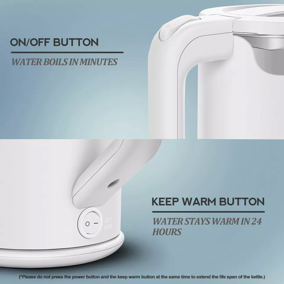 Vintage Electric 1.7L Glass Kettle and 2 Slice Toaster Combo Stainless Steel White