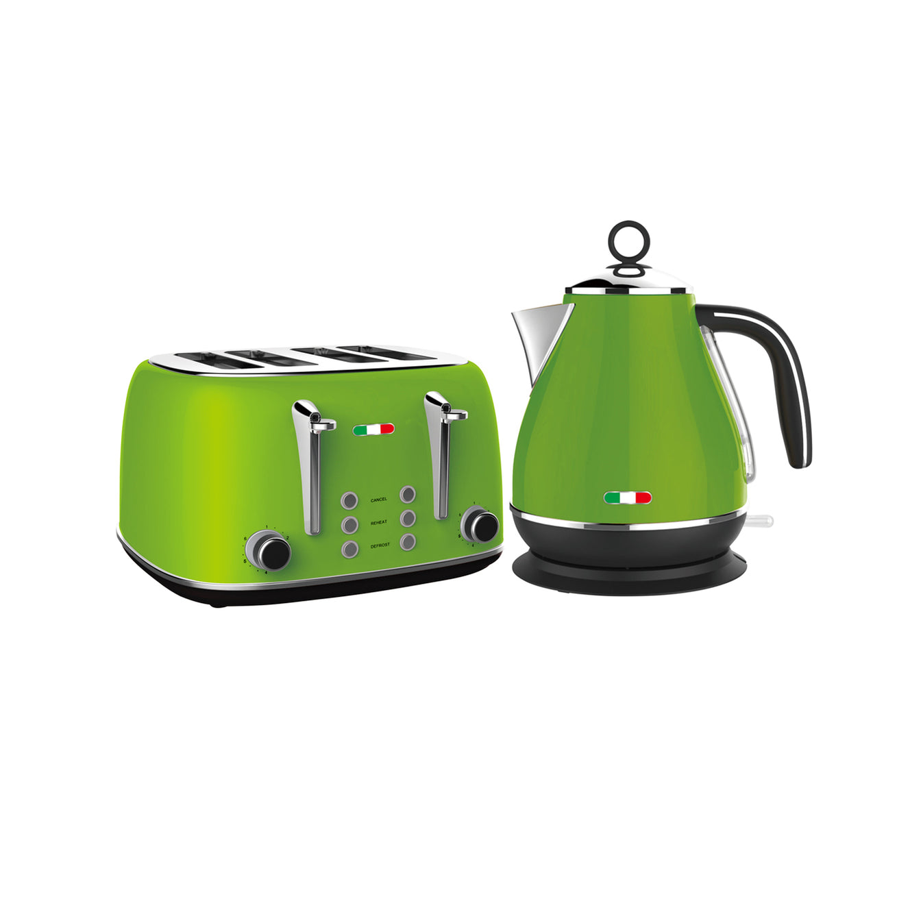 Vintage Electric Kettle and Toaster Combo Lime Green Stainless Steel